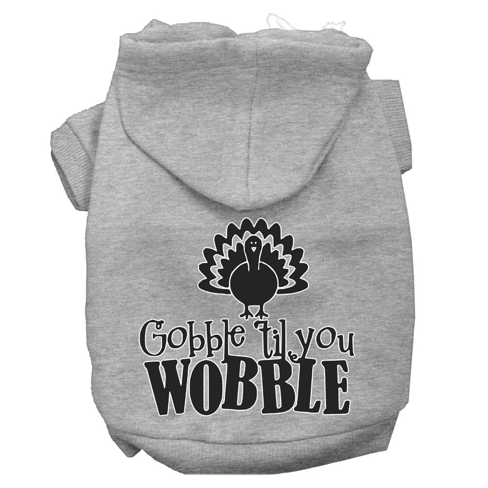 Gobble til You Wobble Screen Print Dog Hoodie Grey XXXL